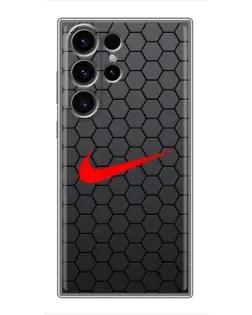 Чехол для Samsung Galaxy S22 Ultra с картинкой «Nike — карбоновая сетка» Чехол для Samsung Galaxy S22 Ultra с картинкой «Nike — карбоновая сетка»