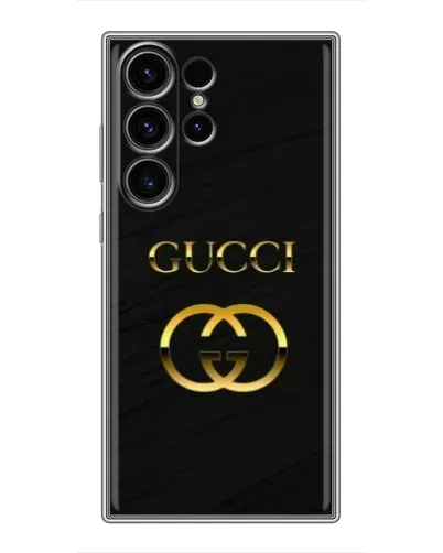 Чехол для Samsung Galaxy S22 Ultra с картинкой «Золотой логотип Gucci»