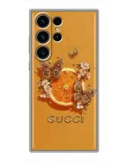 Чехол для Samsung Galaxy S22 Ultra с картинкой «Gucci — золотые бабочки» Чехол для Samsung Galaxy S22 Ultra с картинкой «Gucci — золотые бабочки»