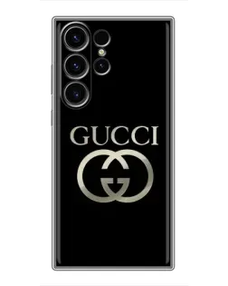 Чехол для Samsung Galaxy S22 Ultra с картинкой «Gucci — золото на черном» Чехол для Samsung Galaxy S22 Ultra с картинкой «Gucci — золото на черном»