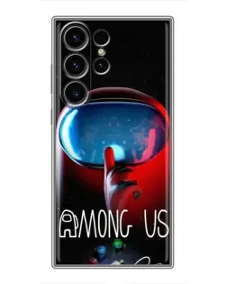 Чехол для Samsung Galaxy S22 Ultra с картинкой «Красный импостер — макро»