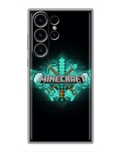 Чехол для Samsung Galaxy S22 Ultra с картинкой «Minecraft Diamond лого»