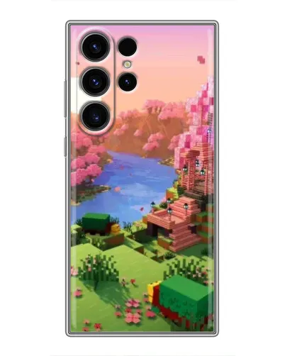 Чехол для Samsung Galaxy S22 Ultra с картинкой «Розовое дерево Minecraft»