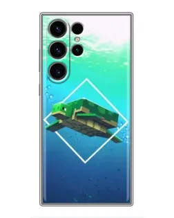 Чехол для Samsung Galaxy S22 Ultra с картинкой «Черепаха Minecraft»