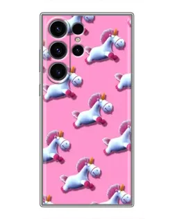 Чехол для Samsung Galaxy S22 Ultra с картинкой «Единороги на розовом»
