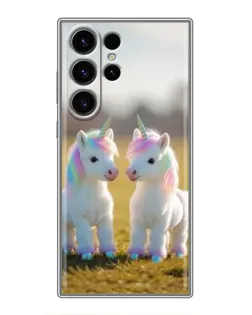 Чехол для Samsung Galaxy S22 Ultra с картинкой «Пара единорогов»