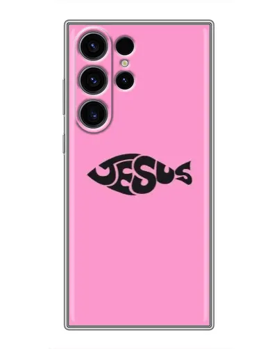 Чехол для Samsung Galaxy S22 Ultra с картинкой «Розовый символ  Jesus»