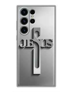 Чехол для Samsung Galaxy S22 Ultra с картинкой «Металлический крест Jesus»