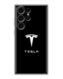 Чехол для Samsung Galaxy S22 Ultra с картинкой «Tesla White Logo» Чехол для Samsung Galaxy S22 Ultra с картинкой «Tesla White Logo»