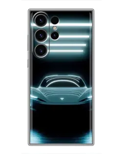 Чехол для Samsung Galaxy S22 Ultra с картинкой «Tesla в неоне» Чехол для Samsung Galaxy S22 Ultra с картинкой «Tesla в неоне»