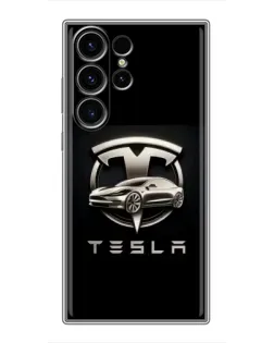 Чехол для Samsung Galaxy S22 Ultra с картинкой «Tesla — серебристое авто» Чехол для Samsung Galaxy S22 Ultra с картинкой «Tesla — серебристое авто»