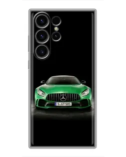 Чехол для Samsung Galaxy S22 Ultra с картинкой «Mercedes — неоновый лого»