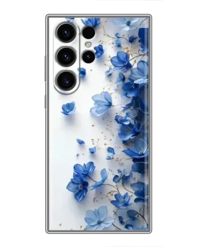 Чехол для Samsung Galaxy S22 Ultra с картинкой «Голубой цветочный каскад»