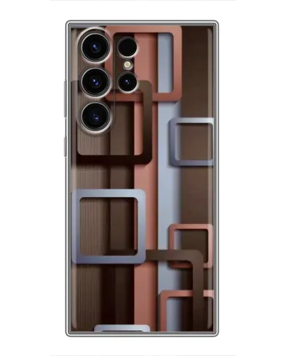 Чехол для Samsung Galaxy S22 Ultra с картинкой «Коричневые объемные квадраты»