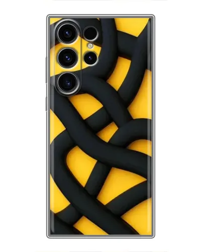 Чехол для Samsung Galaxy S22 Ultra с картинкой «Черное желтое переплетение»