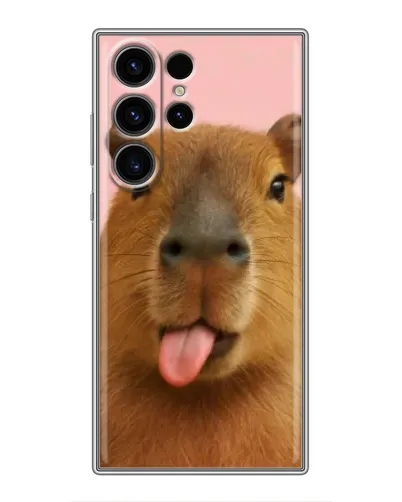 Чехол для Samsung Galaxy S22 Ultra с картинкой «Капибара с языком»