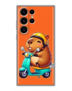 Чехол для Samsung Galaxy S22 Ultra с картинкой «Капибара на скутере»