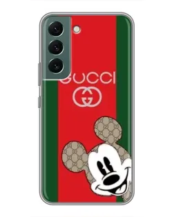Чехол для Samsung Galaxy S22 с картинкой «Gucci — полосы и Микки»