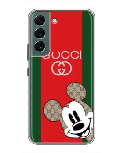 Чехол для Samsung Galaxy S22 с картинкой «Gucci — полосы и Микки»