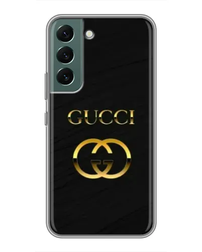 Чехол для Samsung Galaxy S22 с картинкой «Золотой логотип Gucci»