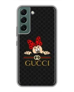 Чехол для Samsung Galaxy S22 с картинкой «Минни Маус Gucci — черный»