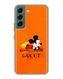 Чехол для Samsung Galaxy S22 с картинкой «Микки Маус Gucci — оранж»