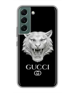 Чехол для Samsung Galaxy S22 с картинкой «Gucci — серебряный лев»