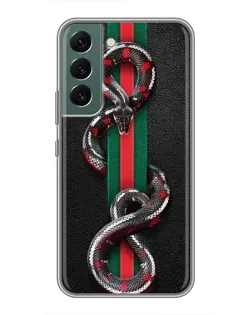 Чехол для Samsung Galaxy S22 с картинкой «Gucci — змея на полосе»