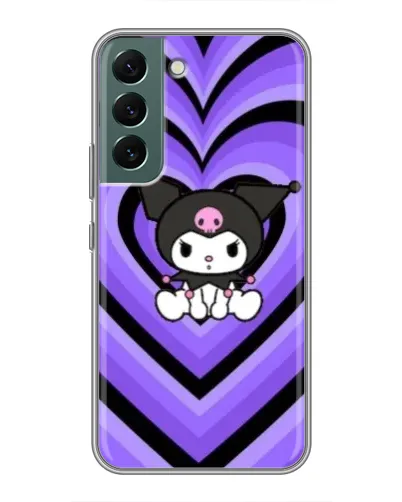 Чехол для Samsung Galaxy S22 с картинкой «Kuromi и фиолетовые сердца»