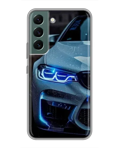 Чехол для Samsung Galaxy S22 с картинкой «Взгляд BMW с синими фарами» Чехол для Samsung Galaxy S22 с картинкой «Взгляд BMW с синими фарами»