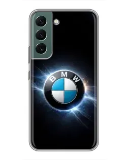 Чехол для Samsung Galaxy S22 с картинкой «BMW — неоновое сияние»