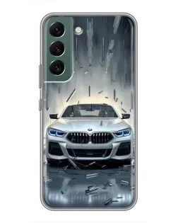 Чехол для Samsung Galaxy S22 с картинкой «BMW в свете фар»