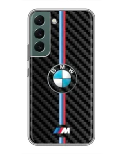 Чехол для Samsung Galaxy S22 с картинкой «Эмблема BMW и карбон»