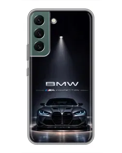 Чехол для Samsung Galaxy S22 с картинкой «BMW сквозь ночной город»