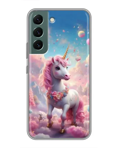 Чехол для Samsung Galaxy S22 с картинкой «Единорог среди облаков»