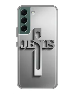 Чехол для Samsung Galaxy S22 с картинкой «Металлический крест Jesus»