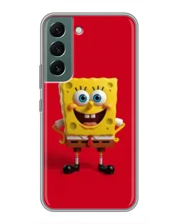 Чехол для Samsung Galaxy S22 с картинкой «Спанч Боб на красном»
