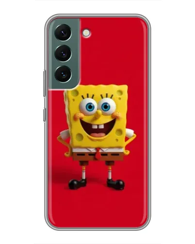 Чехол для Samsung Galaxy S22 с картинкой «Спанч Боб на красном»