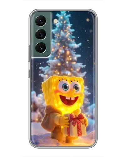 Чехол для Samsung Galaxy S22 с картинкой «Рождественский Спанч Боб»