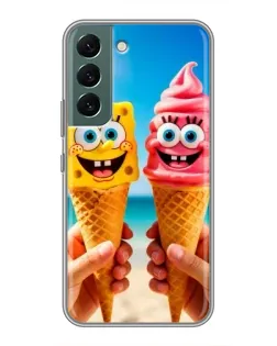 Чехол для Samsung Galaxy S22 с картинкой «Спанч Боб мороженое»