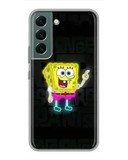 Чехол для Samsung Galaxy S22 с картинкой «Неоновый Губка Боб»