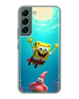 Чехол для Samsung Galaxy S22 с картинкой «Спанч Боб под водой»