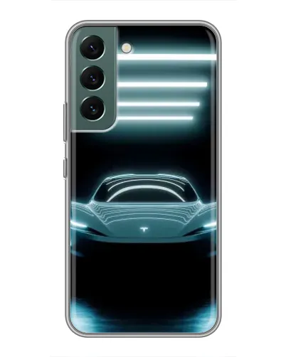 Чехол для Samsung Galaxy S22 с картинкой «Tesla в неоне» Чехол для Samsung Galaxy S22 с картинкой «Tesla в неоне»