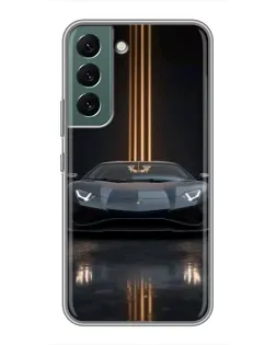 Чехол для Samsung Galaxy S22 с картинкой «Lamborghini золотые линии»