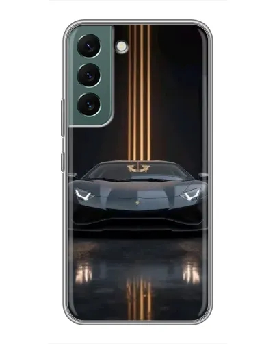 Чехол для Samsung Galaxy S22 с картинкой «Lamborghini золотые линии»