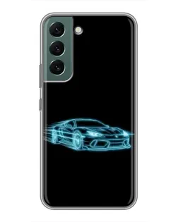 Чехол для Samsung Galaxy S22 с картинкой «Неоновый контур Lamborghini»