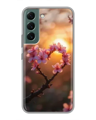 Чехол для Samsung Galaxy S22 с картинкой «Розовый цвет сердце на фоне заката» Чехол для Samsung Galaxy S22 с картинкой «Розовый цвет сердце на фоне заката»