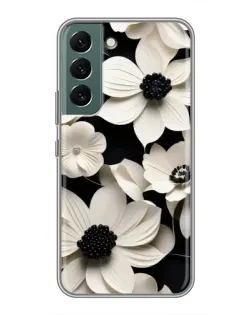 Чехол для Samsung Galaxy S22 с картинкой «Объемные белые цветы» Чехол для Samsung Galaxy S22 с картинкой «Объемные белые цветы»