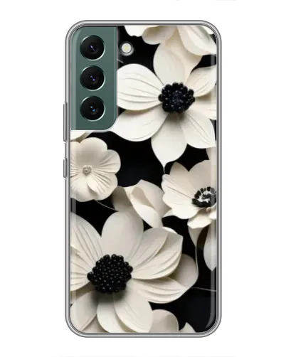 Чехол для Samsung Galaxy S22 с картинкой «Объемные белые цветы» Чехол для Samsung Galaxy S22 с картинкой «Объемные белые цветы»