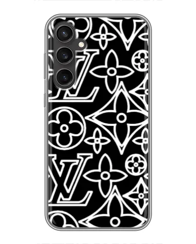 Чехол для Samsung Galaxy S23 FE с картинкой «Черно-белый узор LV»